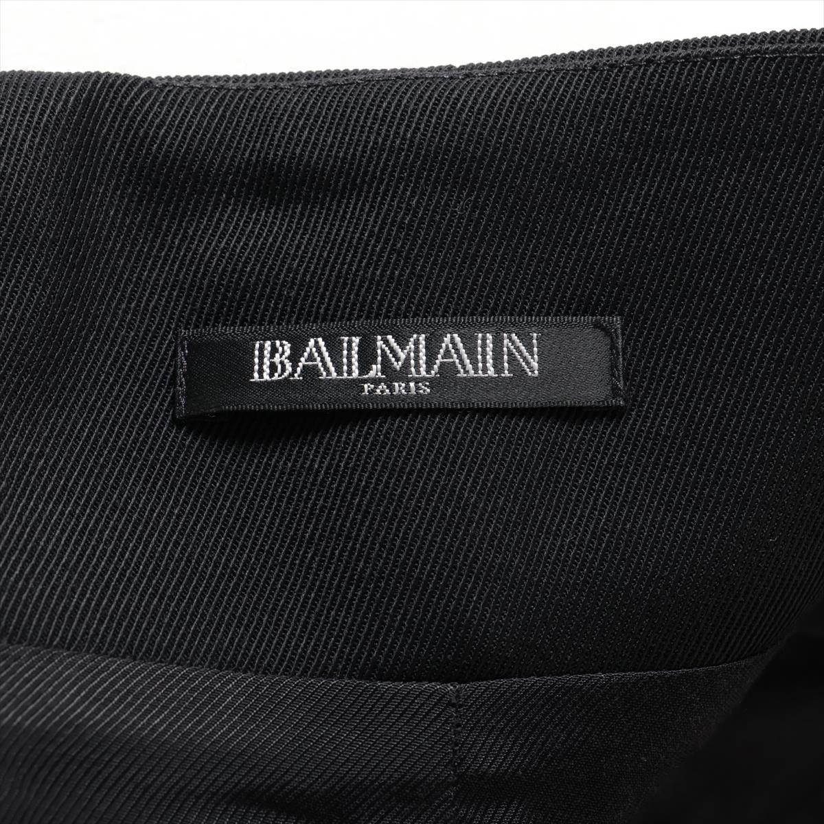 Balmain Button Wool Rayon Mini Skirt Black For Sale 2