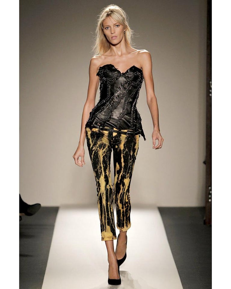 Balmain by Christophe Decarnin black leather safety-pin corset, ss 2011 For  Sale at 1stDibs