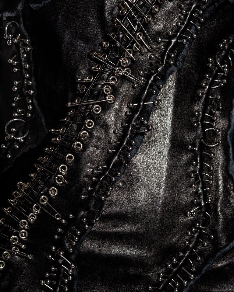 Balmain by Christophe Decarnin black leather safetypin corset, ss 2011