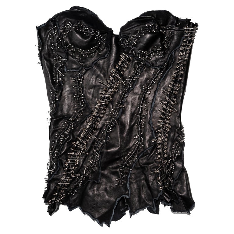 Balmain by Christophe Decarnin black leather safetypin corset, ss 2011