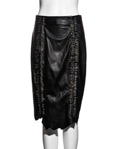 Balmain by Christophe Decarnin black leather safety-pin skirt, ss 2011
