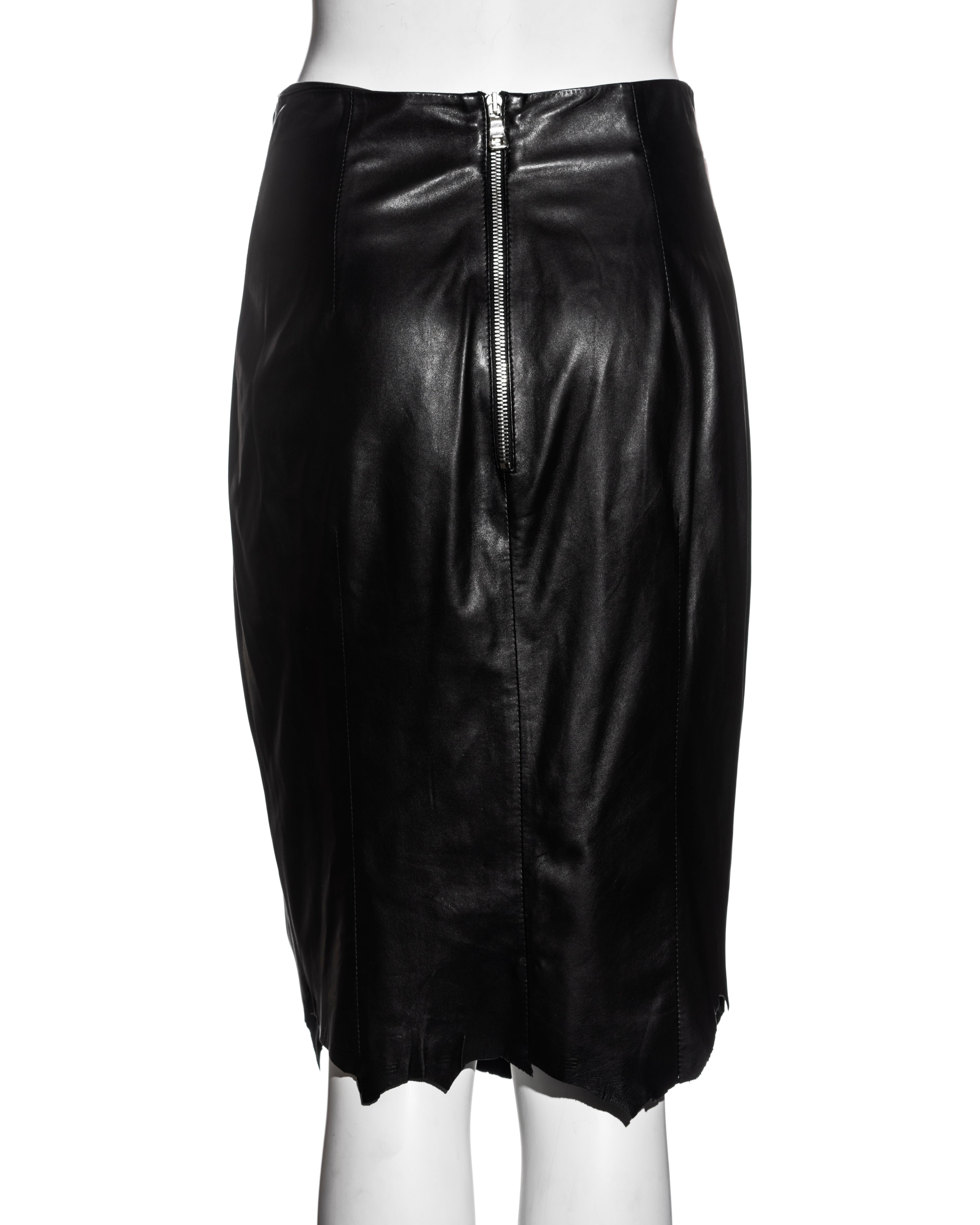 Balmain by Christophe Decarnin black leather safety-pin skirt, ss 2011 For Sale 1