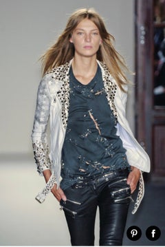 BALMAIN by Christophe Decarnin Runway White Leather Studded Jacket