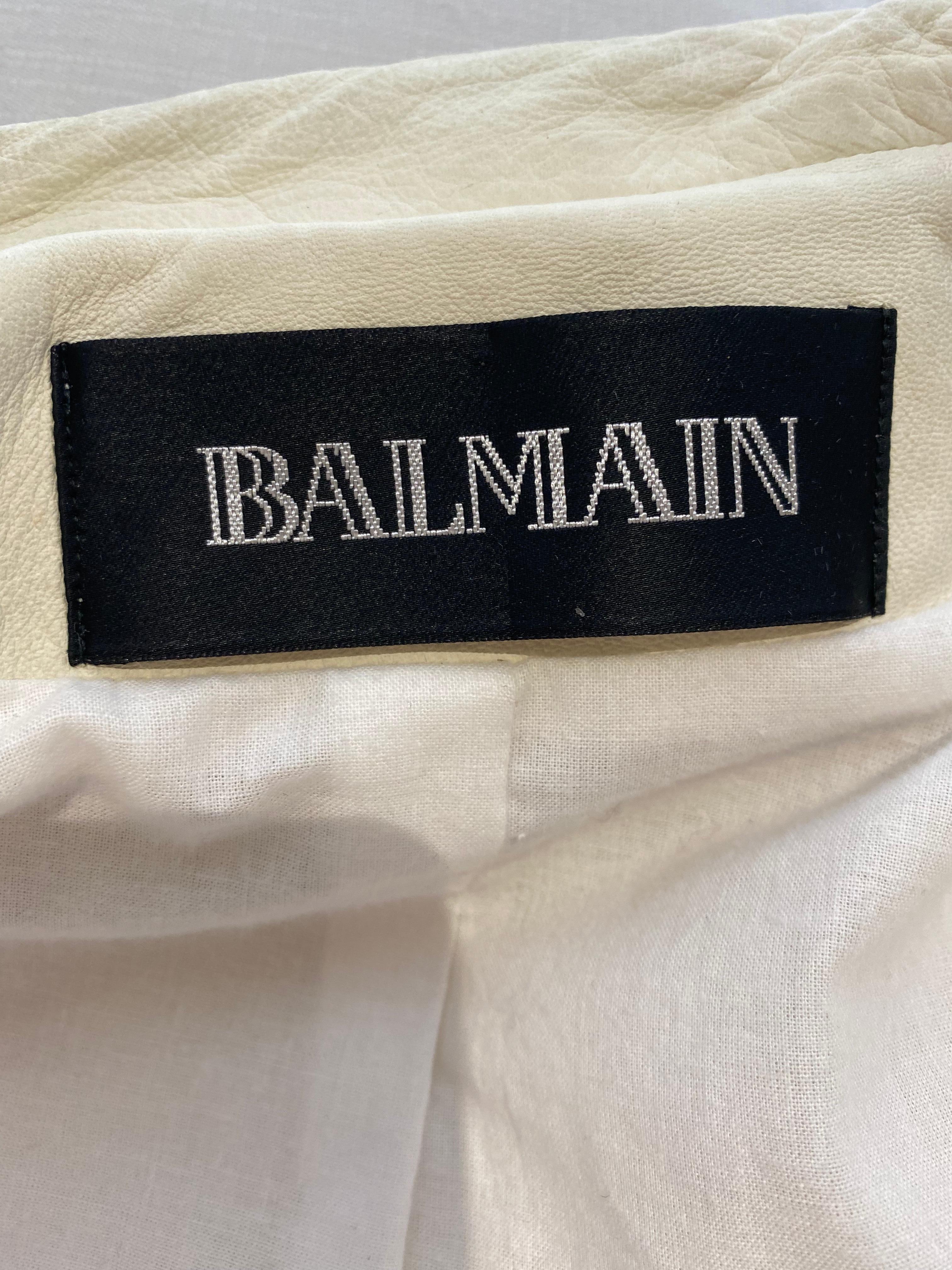 BALMAIN par Christophe Decarnin Veste cloutée en cuir blanc de défilé 2
