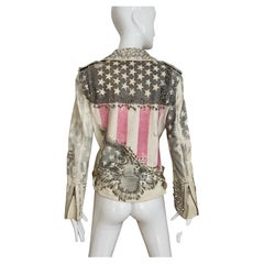 BALMAIN by Christophe Decarnin Giacca con borchie in pelle bianca da passerella