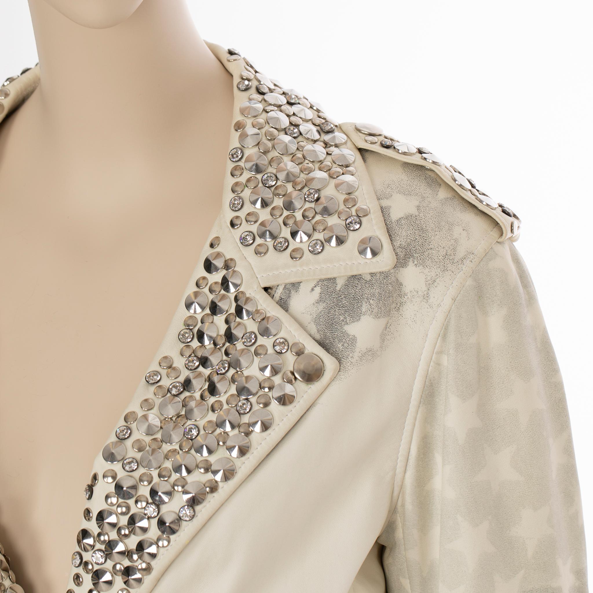 Balmain By Christophe Decarnin Nietenbesetzte Bikerjacke aus Leder 42 FR im Angebot 8