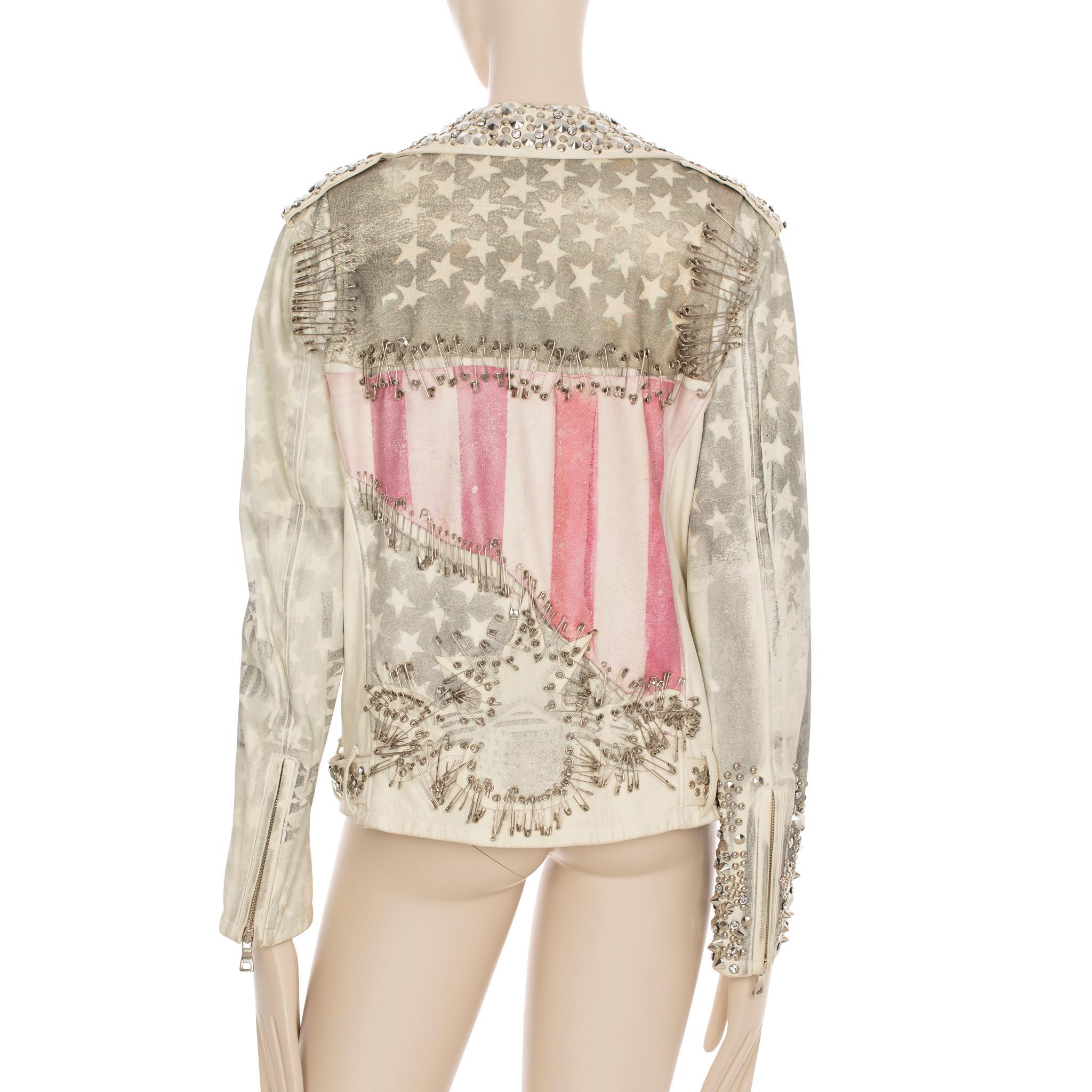 Balmain By Christophe Decarnin Nietenbesetzte Bikerjacke aus Leder 42 FR im Zustand „Gut“ im Angebot in Sydney, New South Wales