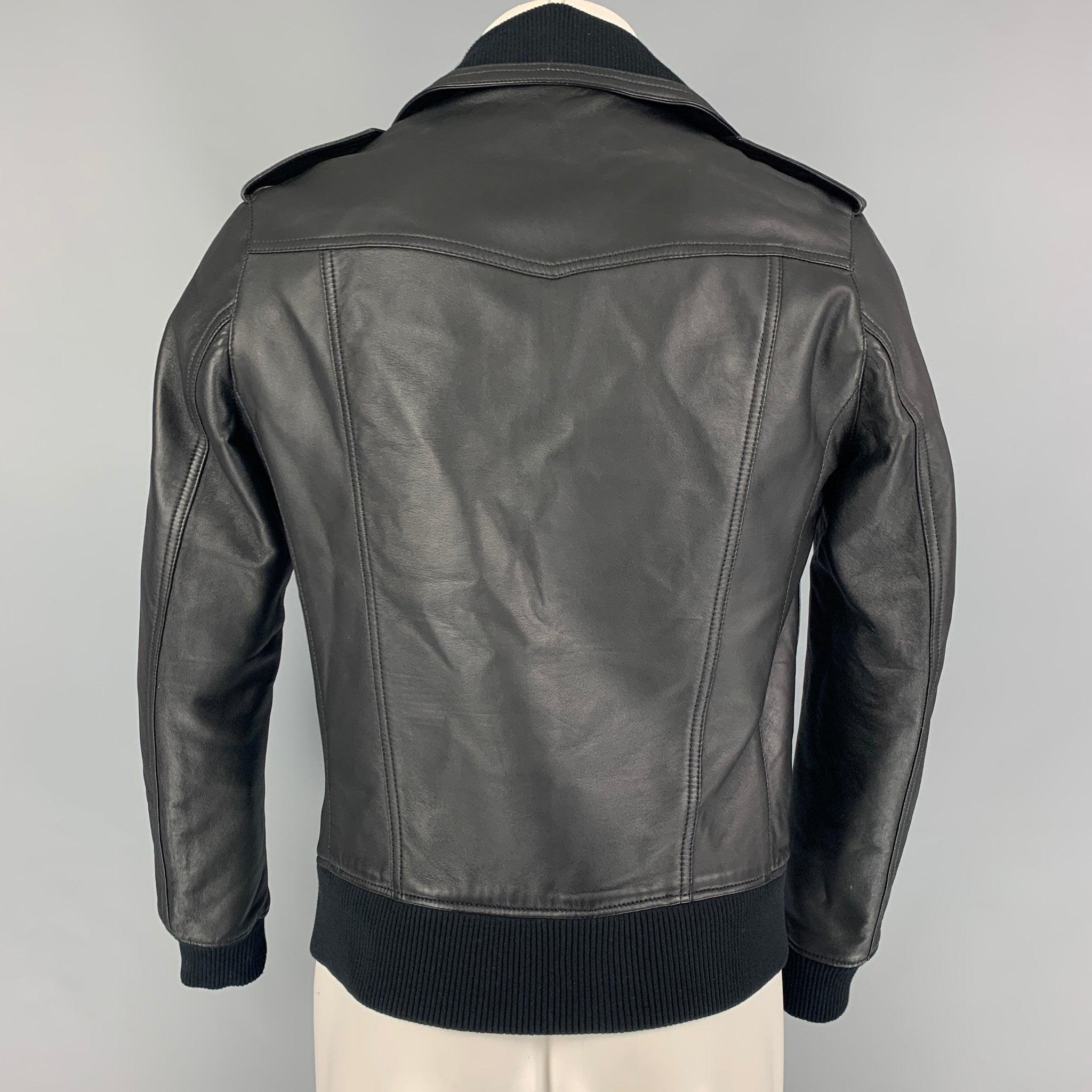BALMAIN By Olivier Rousteing Taille 38 Veste de moto en cuir noir Bon état - En vente à San Francisco, CA