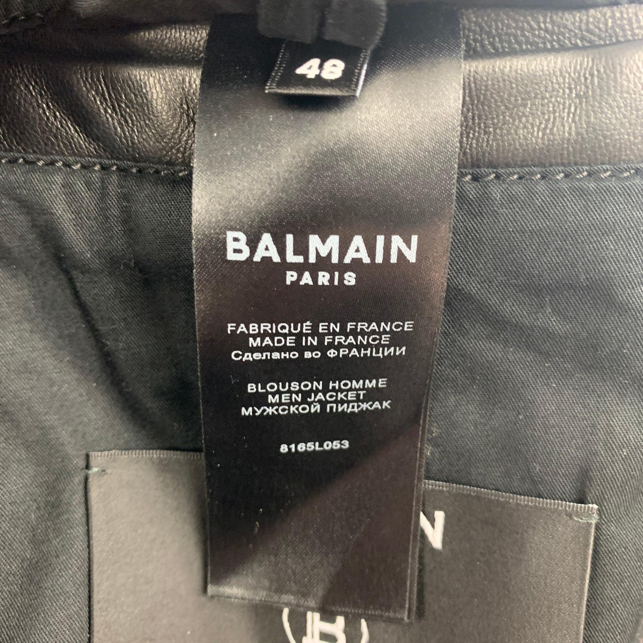 BALMAIN By Olivier Rousteing Size 38 Black Leather Motorcycle Jacket For Sale 1