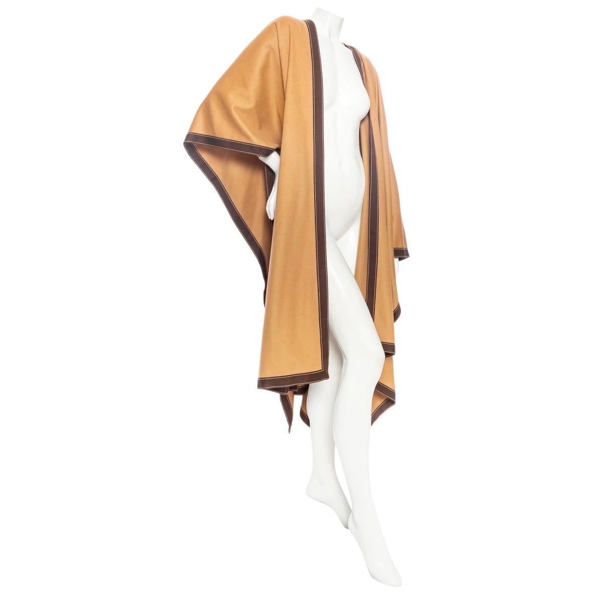 Women's or Men's Balmain Camel Wool-Blend Contrast-Trim Draped Poncho Fall2020 For Sale