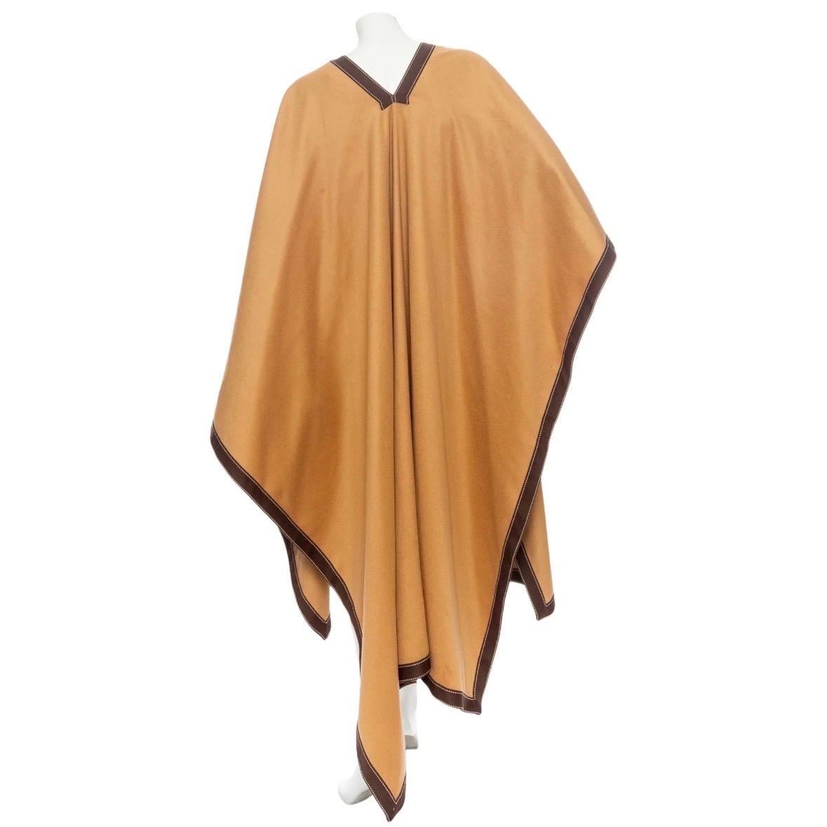 Balmain Camel Wool-Blend Contrast-Trim Draped Poncho Fall2020 For Sale 2