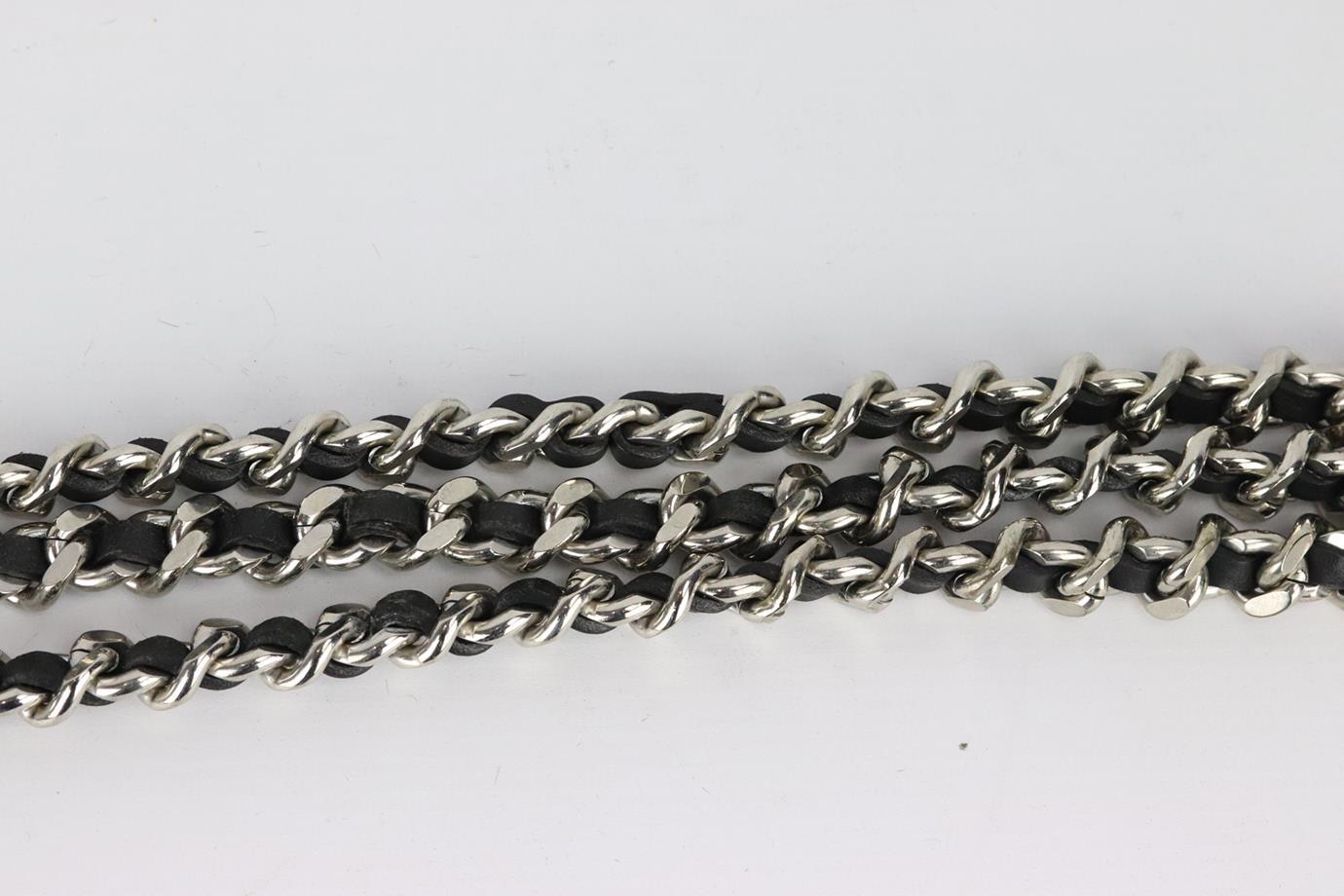 Balmain Chain Embellished Leather Waist Belt 80 Cm In Good Condition In London, GB