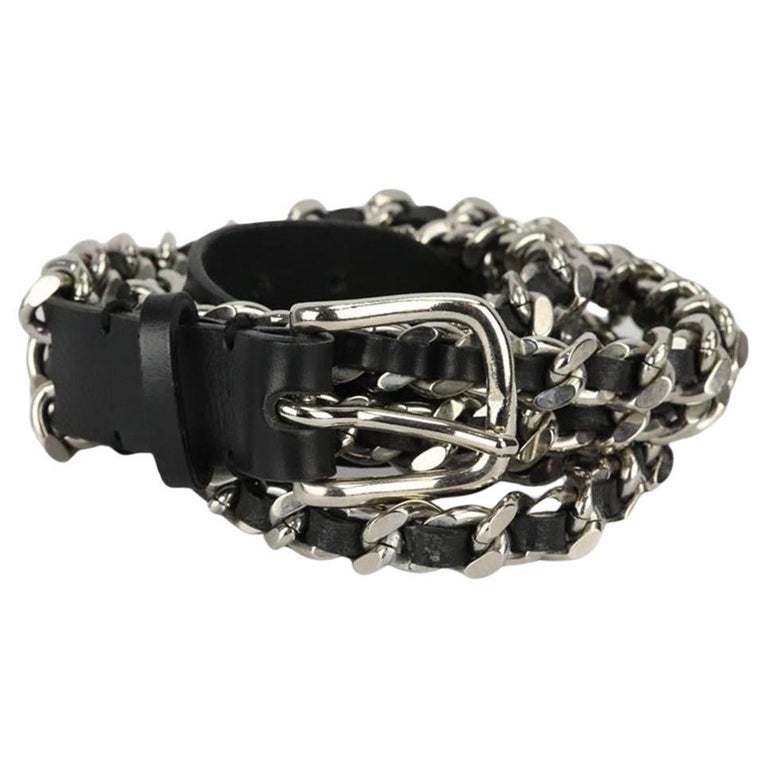 Balmain Chain Embellished Leather Waist Belt 80 Cm For Sale at 1stDibs