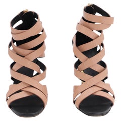 Sandali Balmain Charlotte 95 con logo in rilievo, in pelle rosa