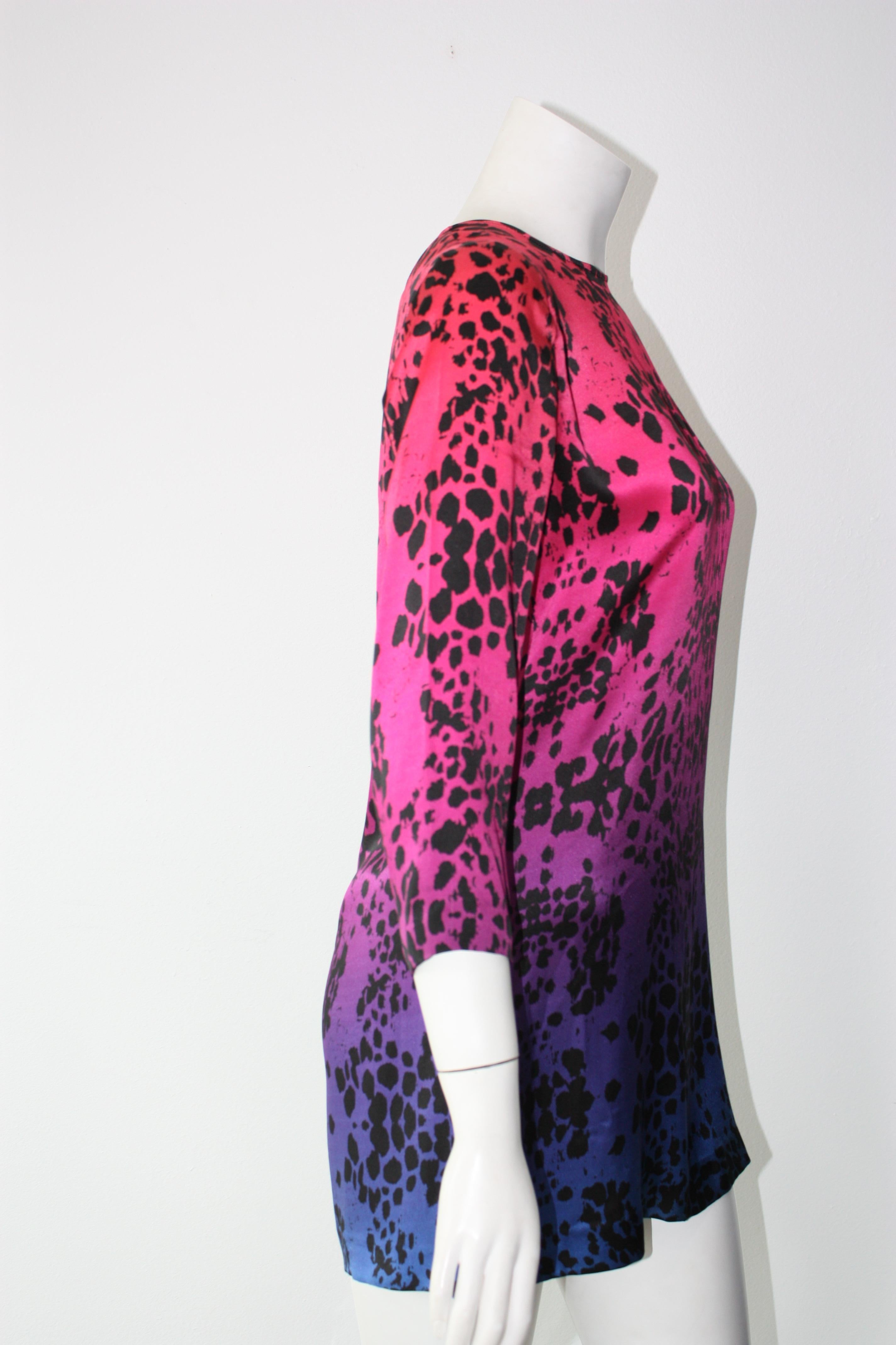 Balmain Cheetah print Pink and Purple silk dress  In Excellent Condition In Thousand Oaks, CA