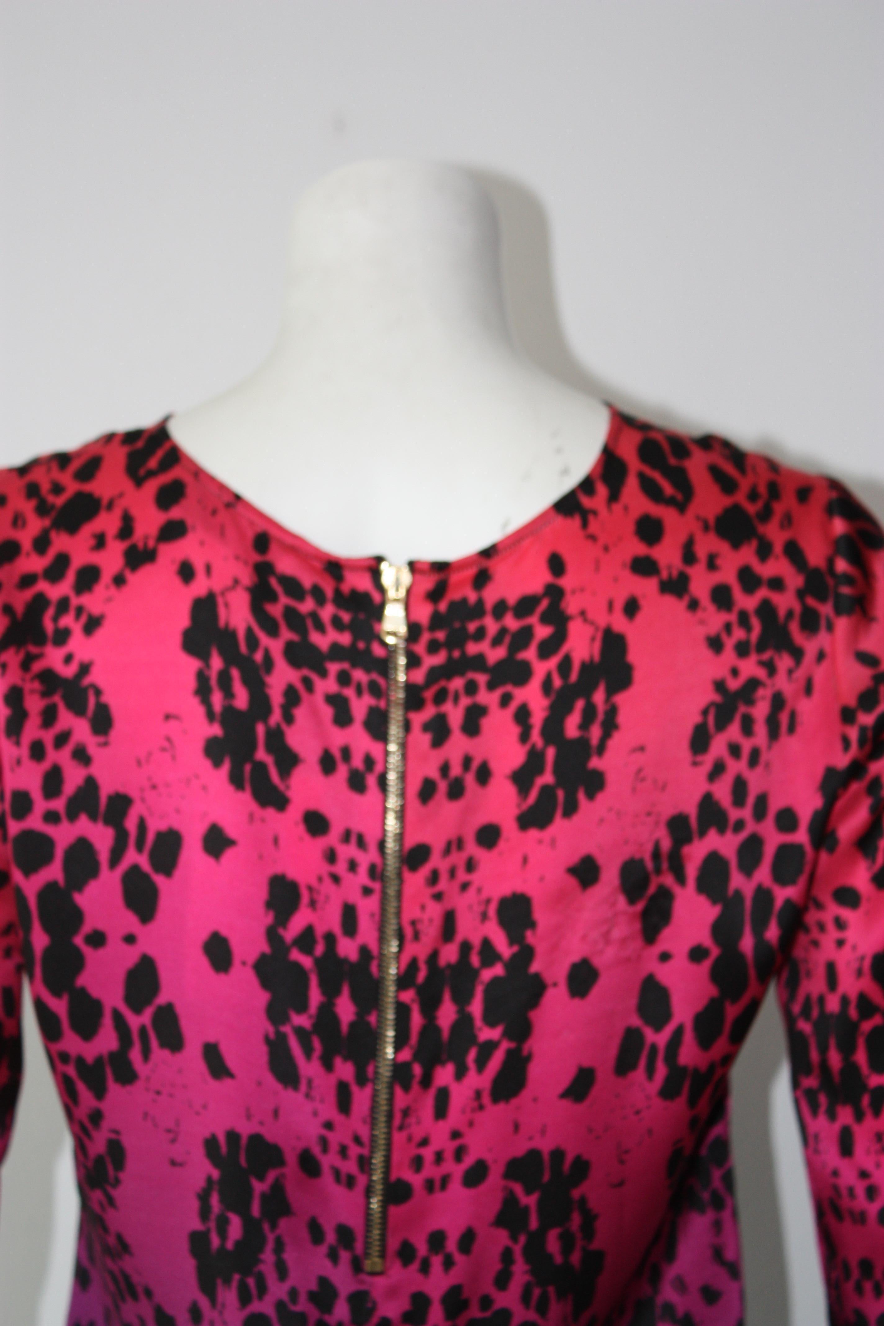 Balmain Cheetah print Pink and Purple silk dress  3