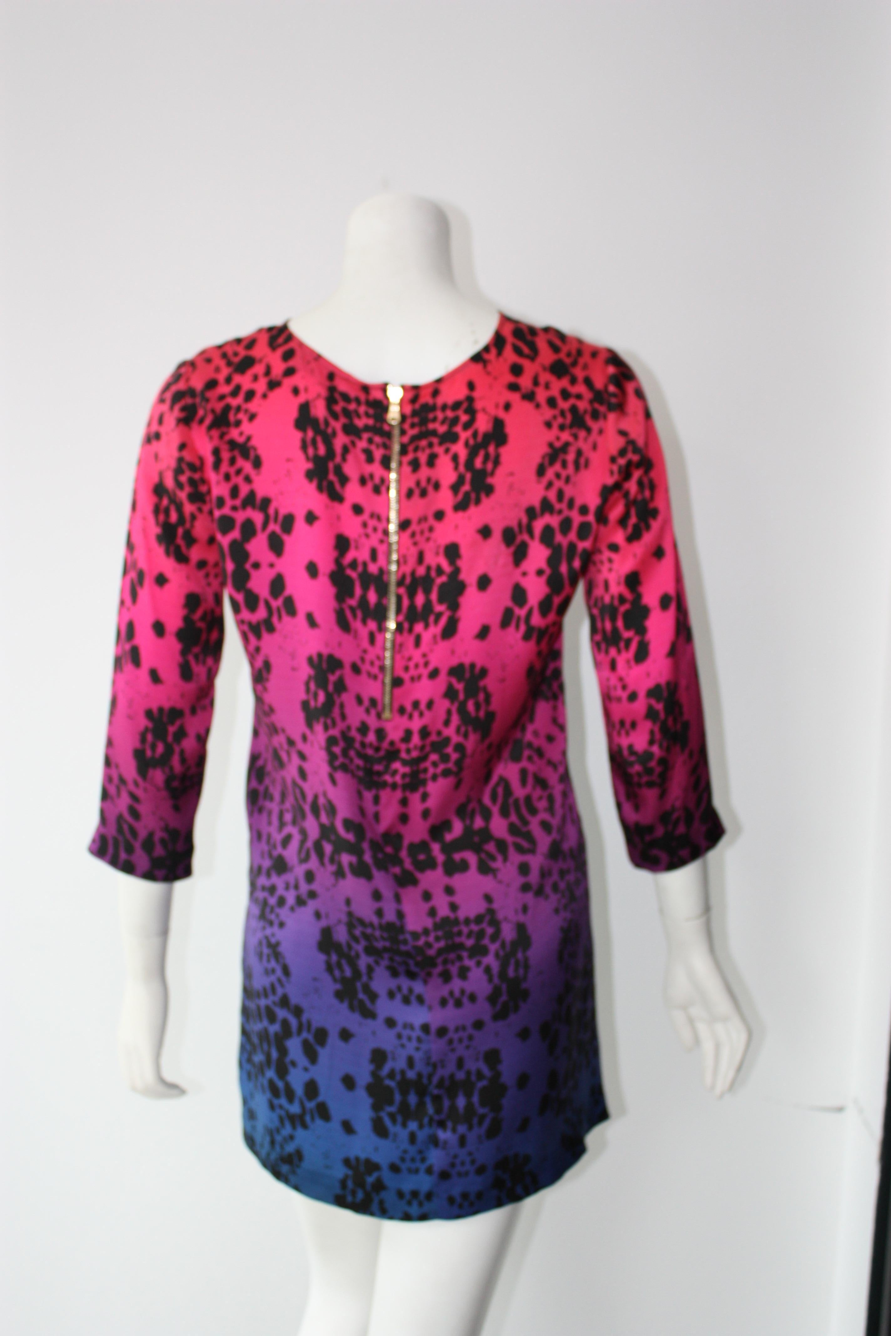 Balmain Cheetah print Pink and Purple silk dress  4