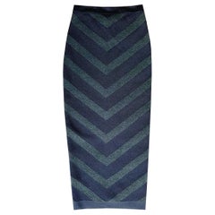 Balmain Chevron-Patterned Mohair-Blend Midi Skirt For Sale at 1stDibs