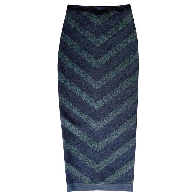 Balmain Chevron-Patterned Mohair-Blend Midi Skirt For Sale at 1stDibs |  chevron midi skirt