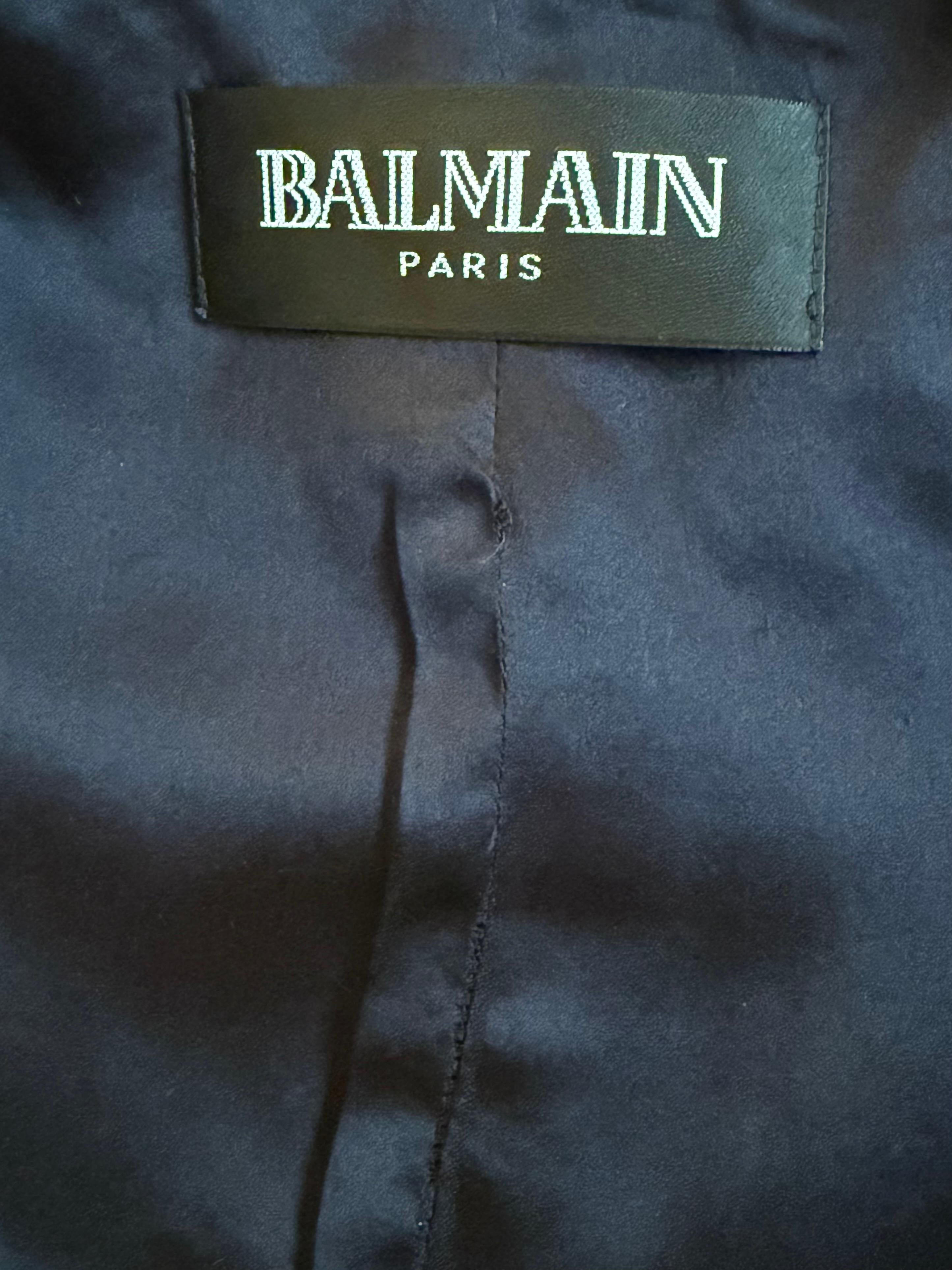 BALMAIN Christophe Decarnin Pasarela F/W 2010 Chaqueta de seda bouclé con adornos de cadenas en venta 5