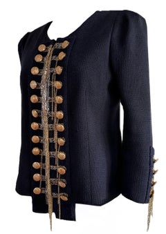 BALMAIN Christopher Decarnin - Giacca in seta bouclé impreziosita da catene - sfilata A/I 2010