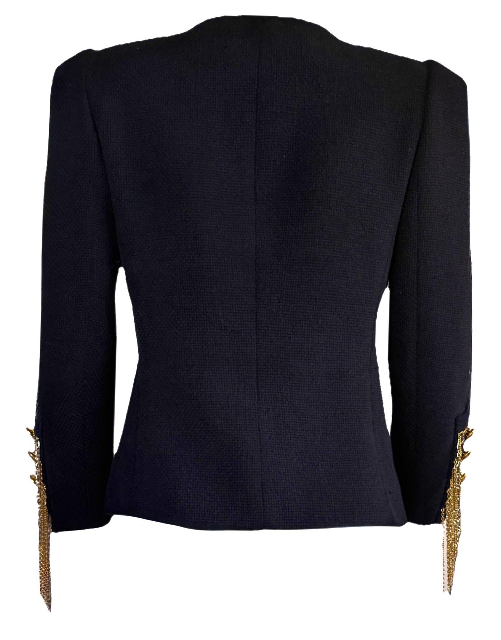 BALMAIN Christophe Decarnin Pasarela F/W 2010 Chaqueta de seda bouclé con adornos de cadenas en Bueno estado para la venta en Woodland Hills, CA
