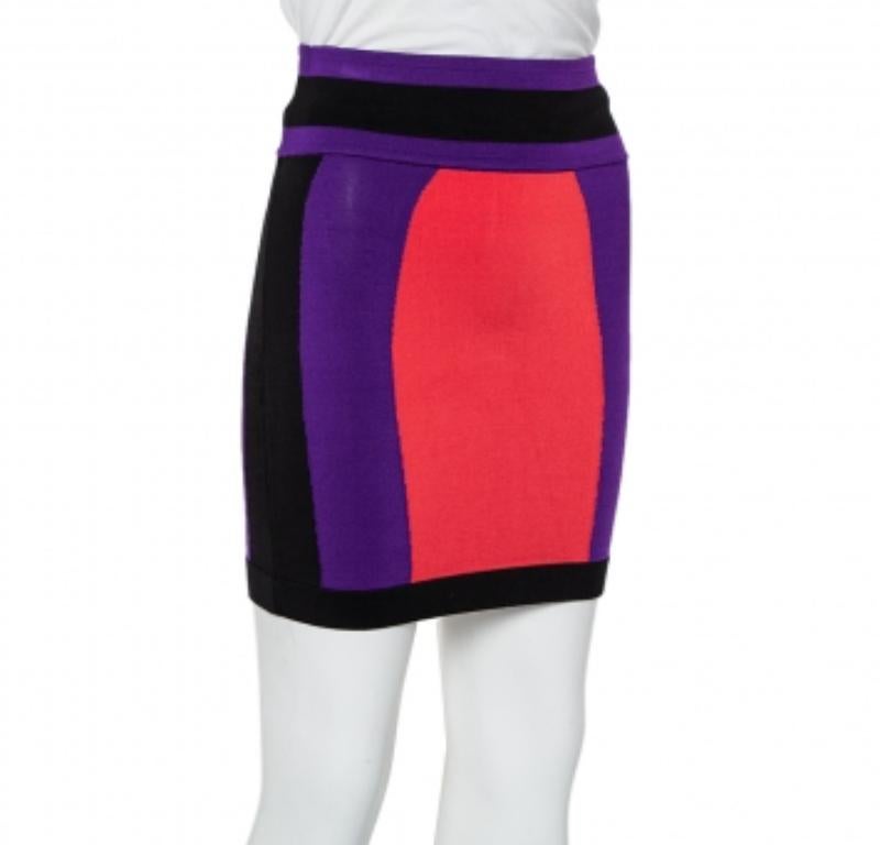 Women's Balmain Colorblock Knit Mini Skirt S For Sale