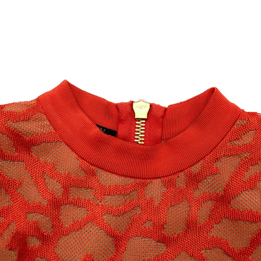 Balmain Coral Knit Fitted Mini Dress - Size US 2 In Excellent Condition For Sale In London, GB