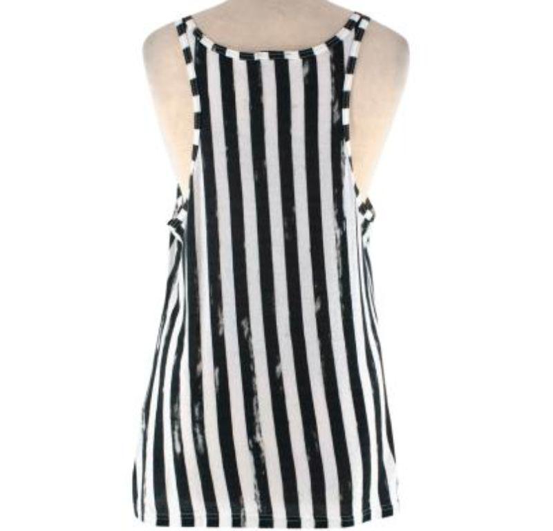Balmain Cotton Jersey Distressed Striped Tank Top In Excellent Condition For Sale In London, GB