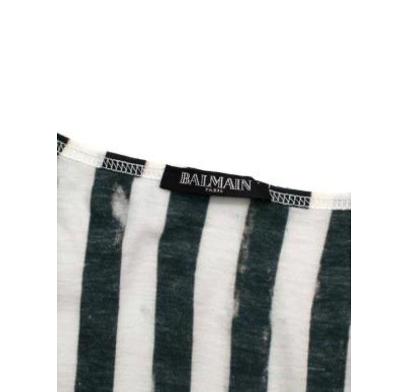 Balmain Cotton Jersey Distressed Striped Tank Top For Sale 1