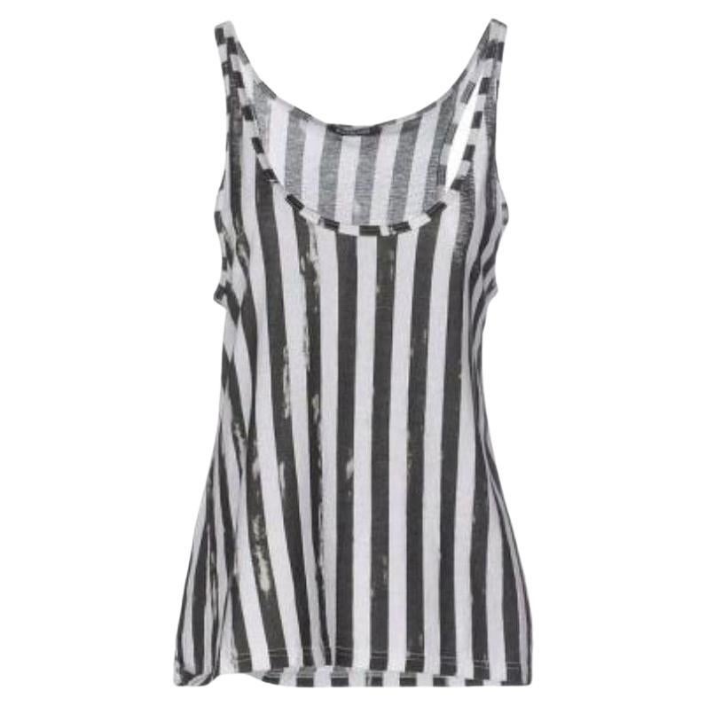 Balmain Cotton Jersey Distressed Striped Tank Top For Sale
