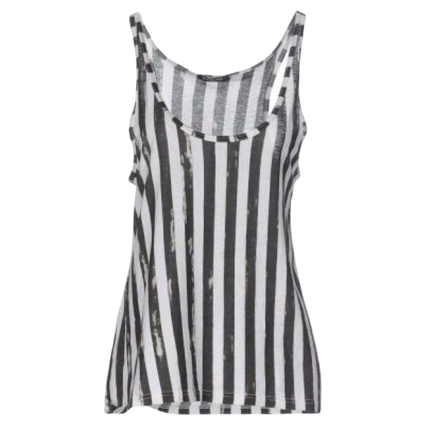 Balmain Cotton Jersey Distressed Striped Tank Top For Sale at 1stDibs