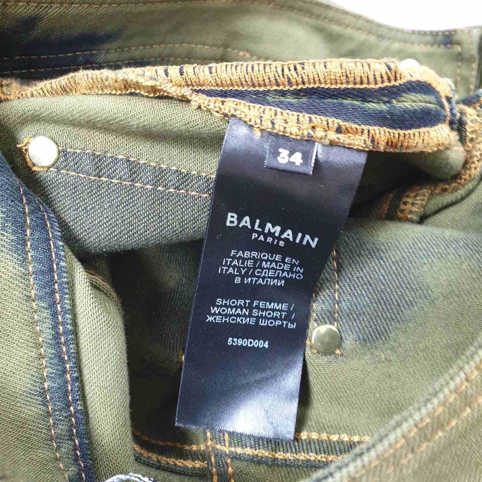 Brown Balmain Cotton Khaki Shorts For Sale
