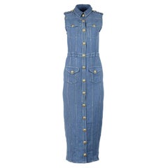 Balmain Cotton & Linen Blend Chambray Maxi Dress