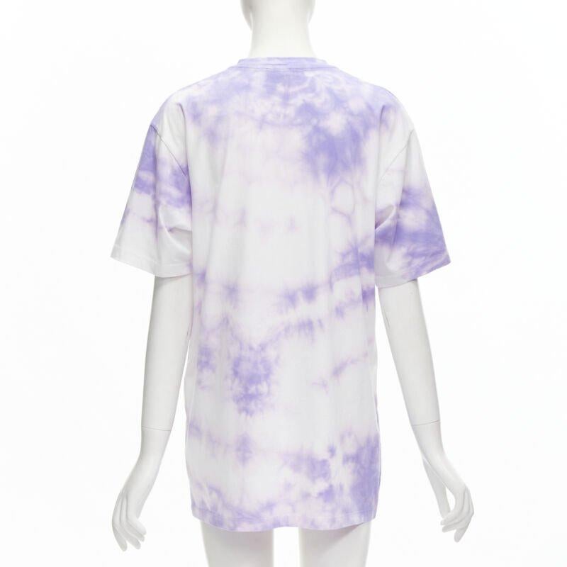 Women's BALMAIN cotton purple tie dye Depuis 1945 logo 80's retro crew neck tshirt XXS For Sale