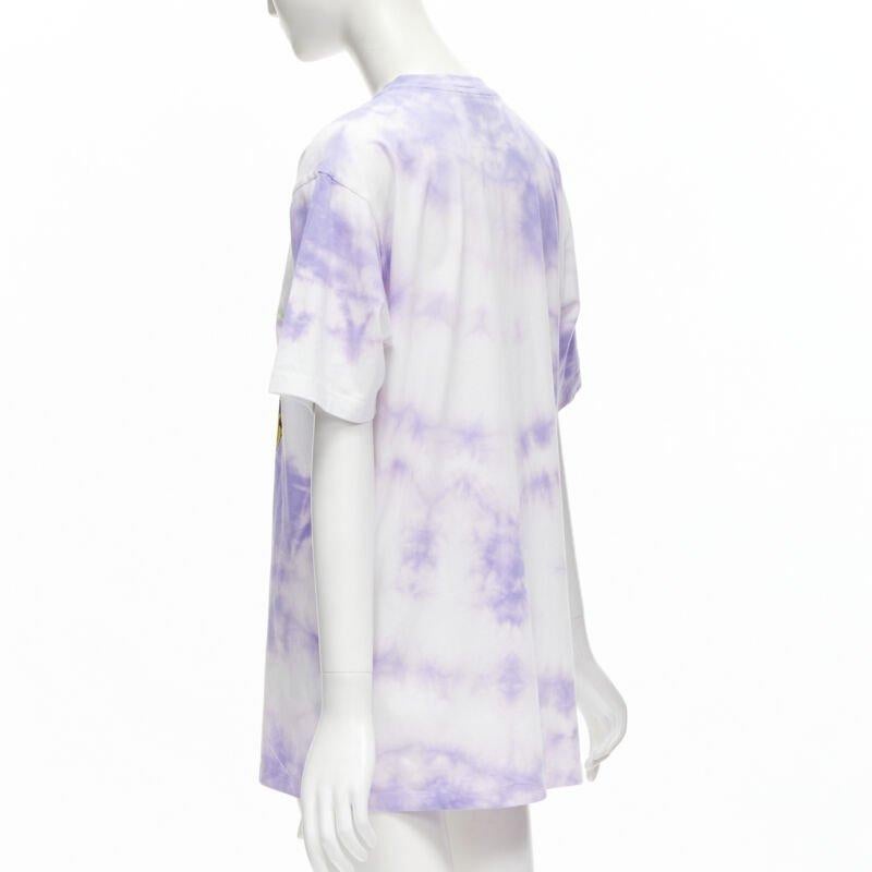 BALMAIN cotton purple tie dye Depuis 1945 logo 80's retro crew neck tshirt XXS For Sale 1
