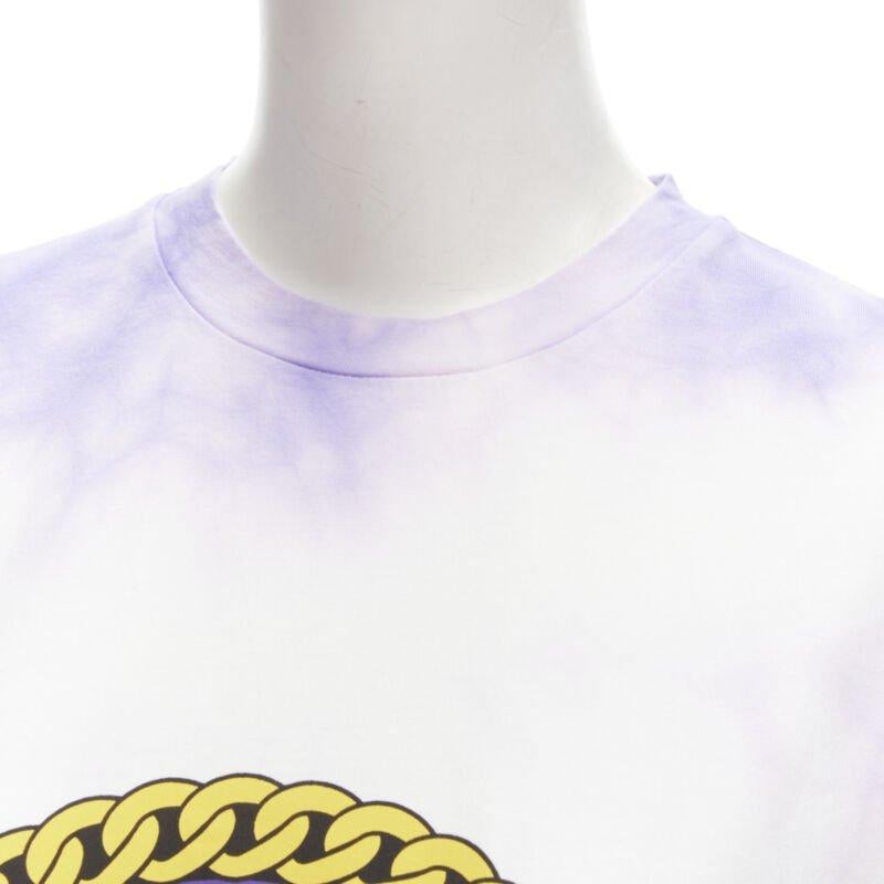 BALMAIN cotton purple tie dye Depuis 1945 logo 80's retro crew neck tshirt XXS For Sale 2