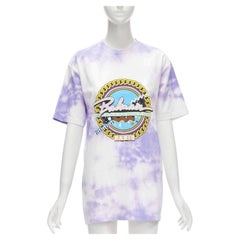 BALMAIN cotone viola tie dye Depuis 1945 logo 80's retro crew neck tshirt XXS