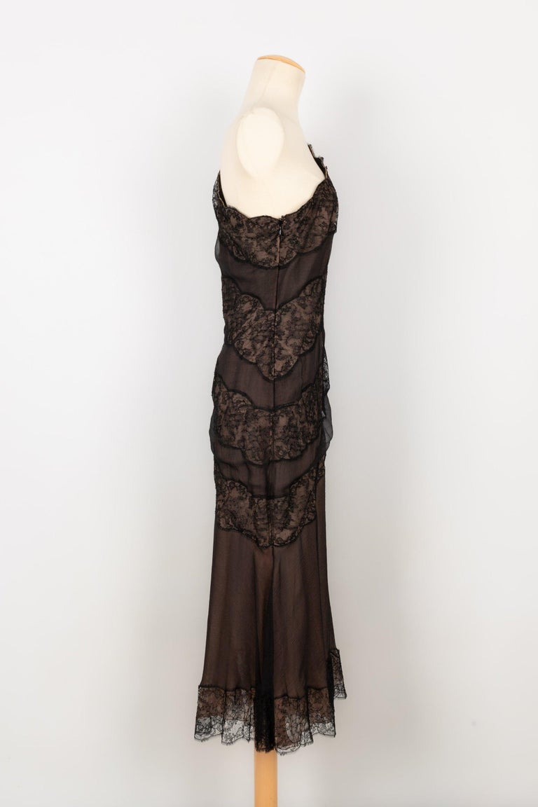 Balmain Couture Dress in Silk Crepe and Transparent Black Lace, circa 1990s For Sale at 1stDibs Balmain Couture Dress in Silk Crepe and Transparent Black Lace, circa 1990s For Sale at 1stDibs