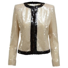 Balmain Cream & Black Sequin Jacket