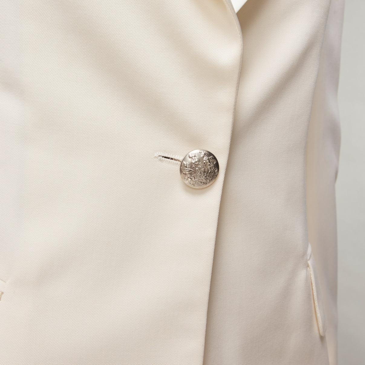 BALMAIN cream pagoda peak power shoulder single button tuxedo jacket FR38 S For Sale 5