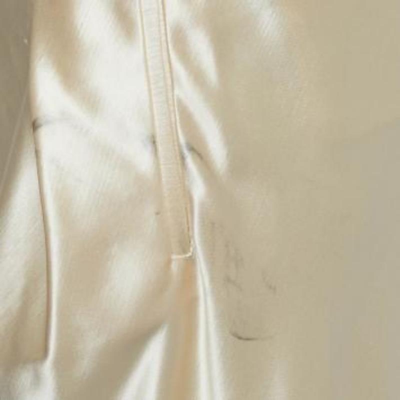 Balmain Pantalones plisados y drapeados de lana y seda color crema M en venta 2