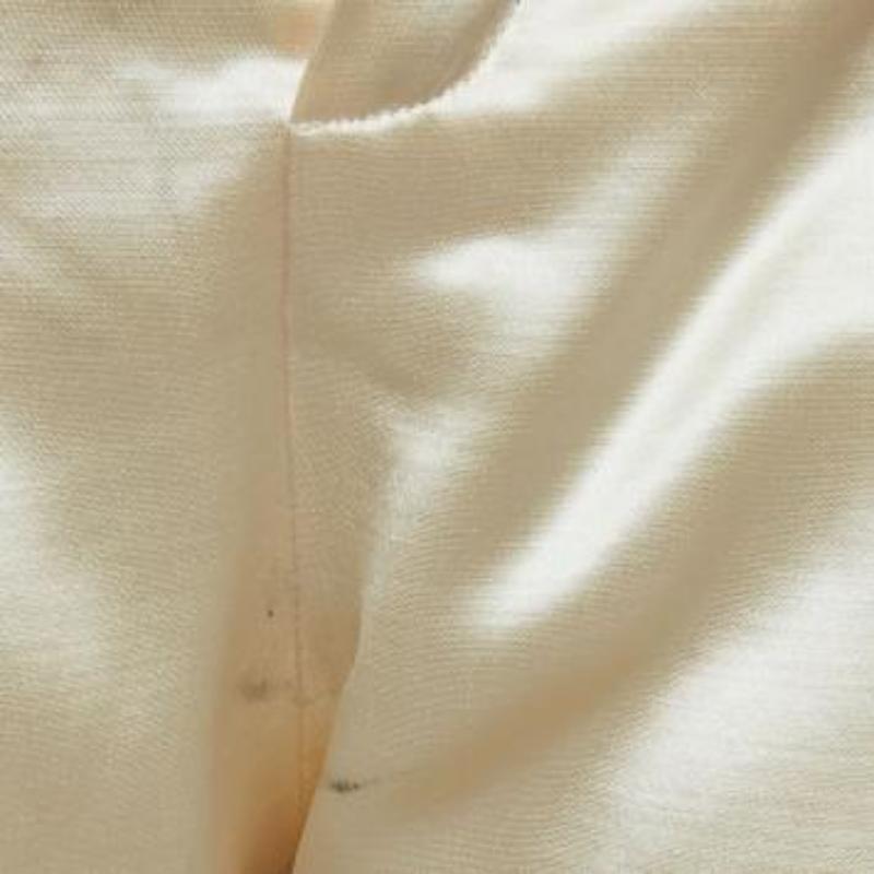 Balmain Pantalones plisados y drapeados de lana y seda color crema M en venta 4