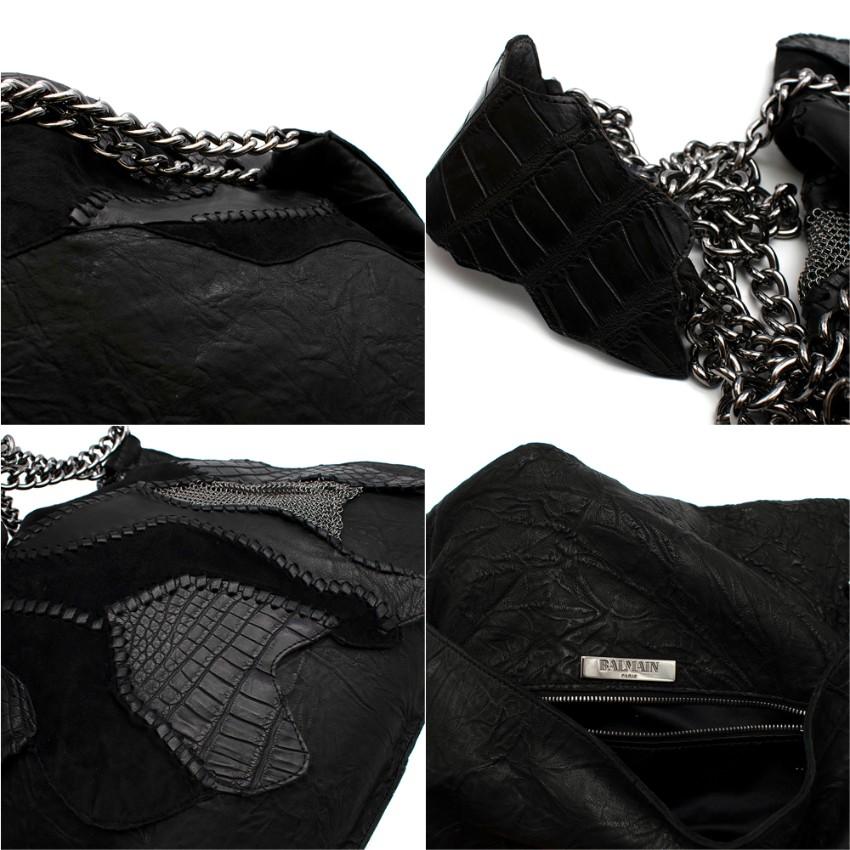 Balmain Crocodile Black Patchwork Bag	 4