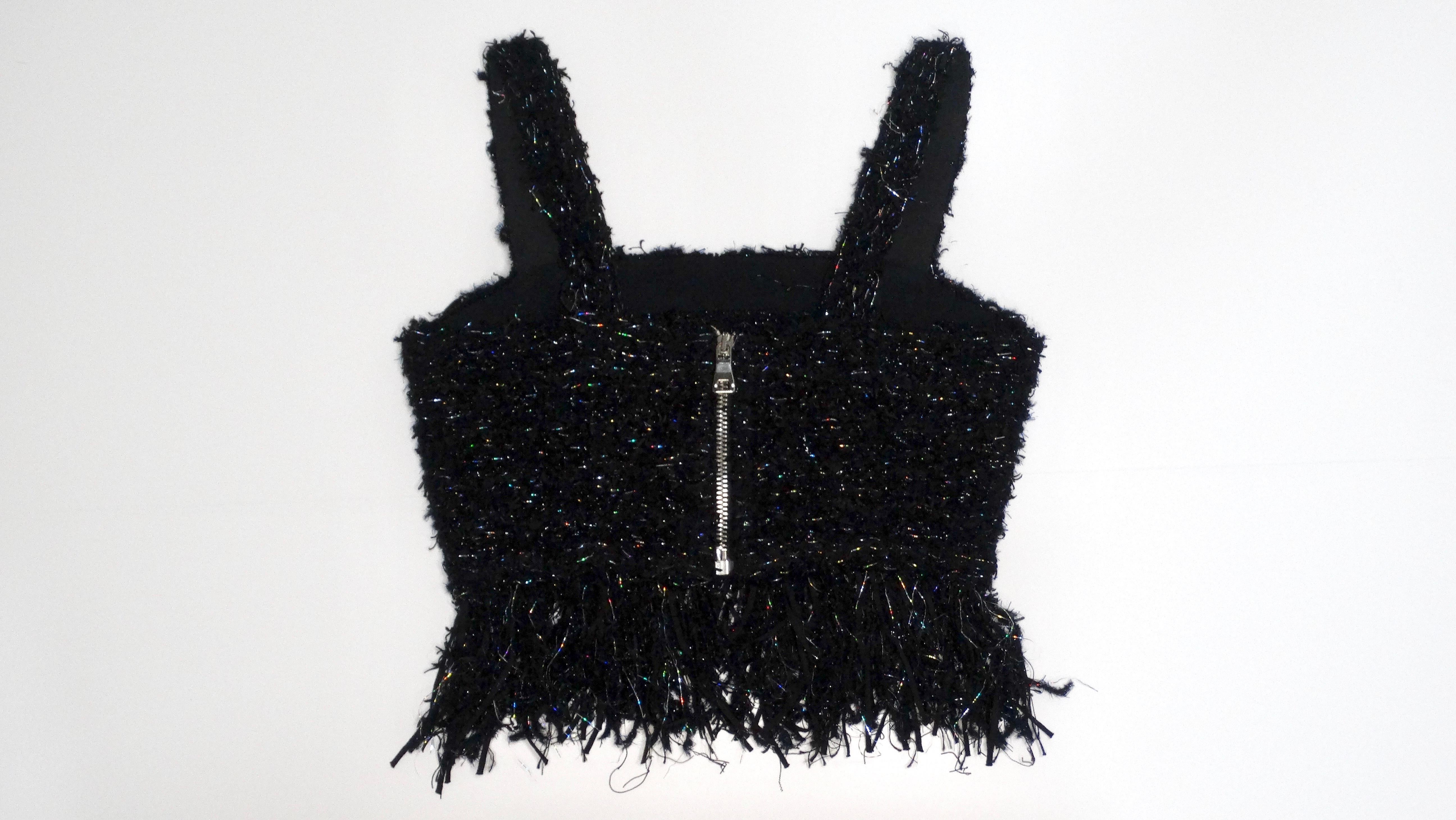 Balmain - Top court bustier en tweed noir Bon état - En vente à Scottsdale, AZ