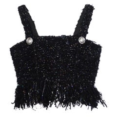 Balmain Crop Top aus schwarzem Tweed mit Crop-Top