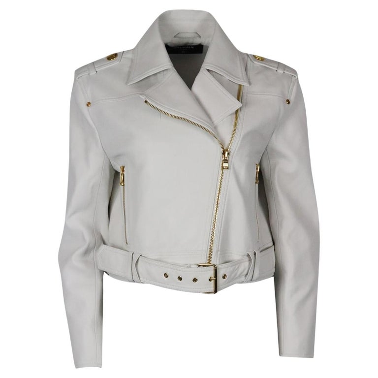 Balmain Cropped Leather Biker Jacket Fr 44 Uk 16 For Sale at 1stDibs |  1800s leather jacket, balmain white leather jacket, balmain women's leather  jacket