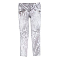 Balmain Cropped metallic leather motocross pants - Size US 6