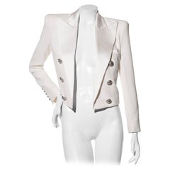 Blazer court en satin et viscose blanc Balmain Taille FR 38