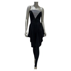Balmain Crystal-Embellished Corset Evening Jumpsuit Black FR 40